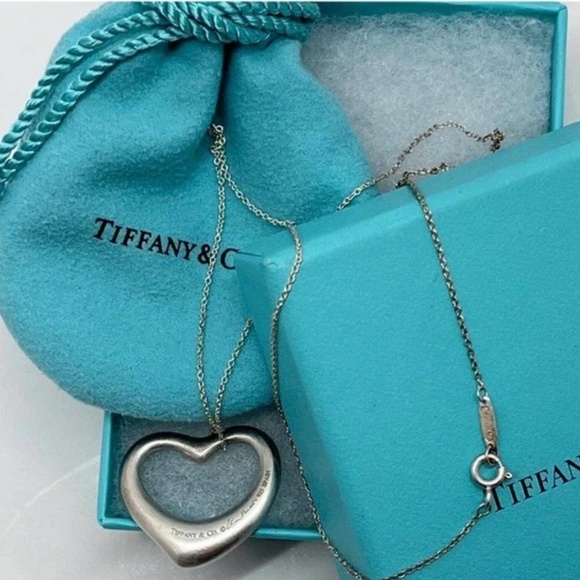 Tiffany & Co. Jewelry - $750 Tiffany’s & Co. Open Heart Elsa Peretti  925 Silver Charm + 16” Necklace S